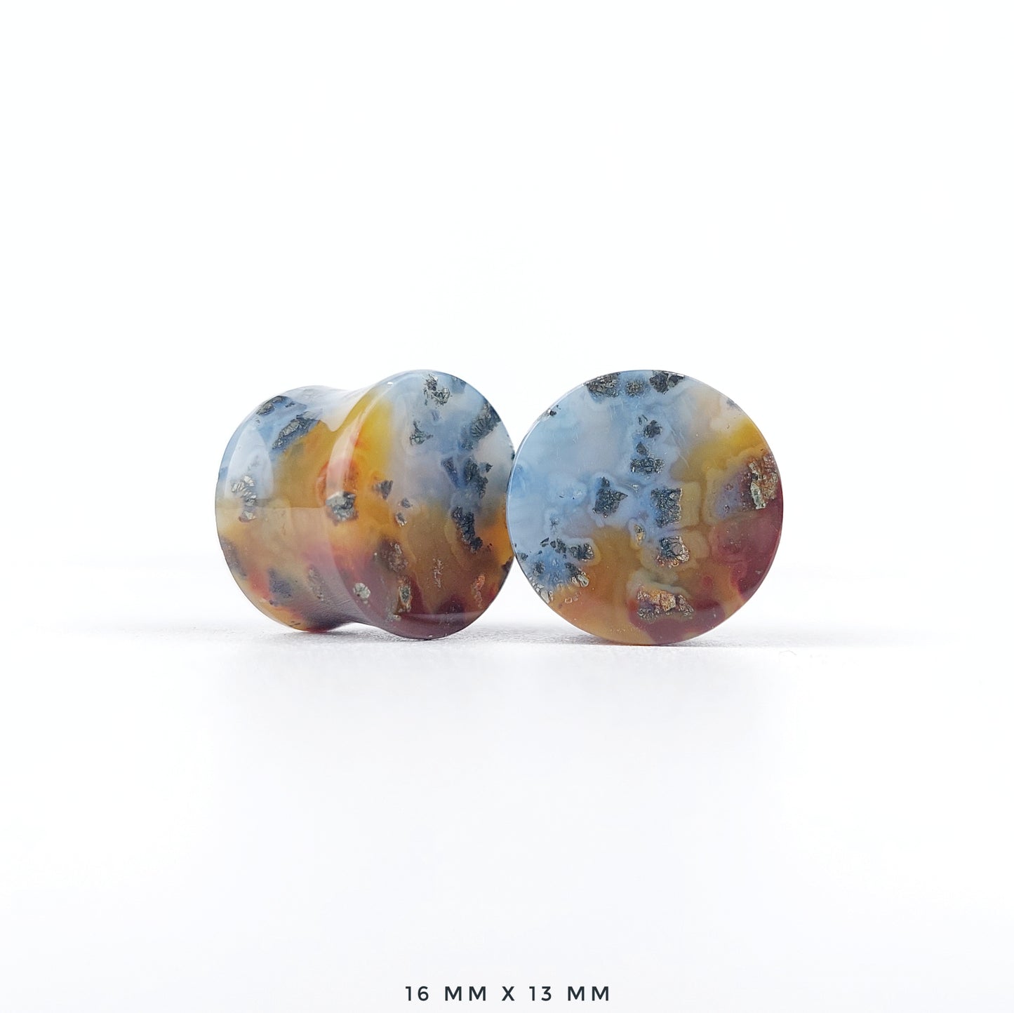 Marcasite in Agate 16mm (5/8") plugs