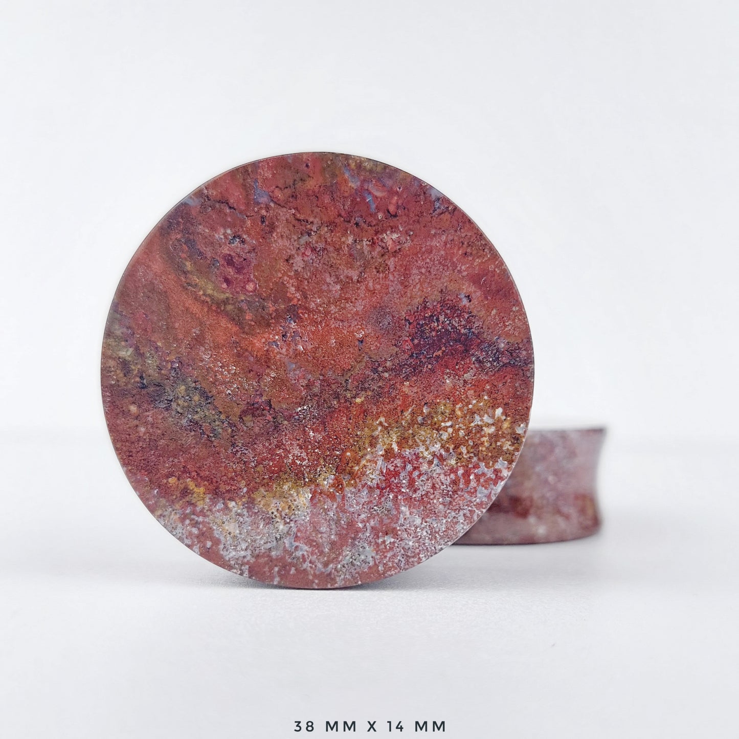 Red Moss Agate 38mm (1 1/2") plugs