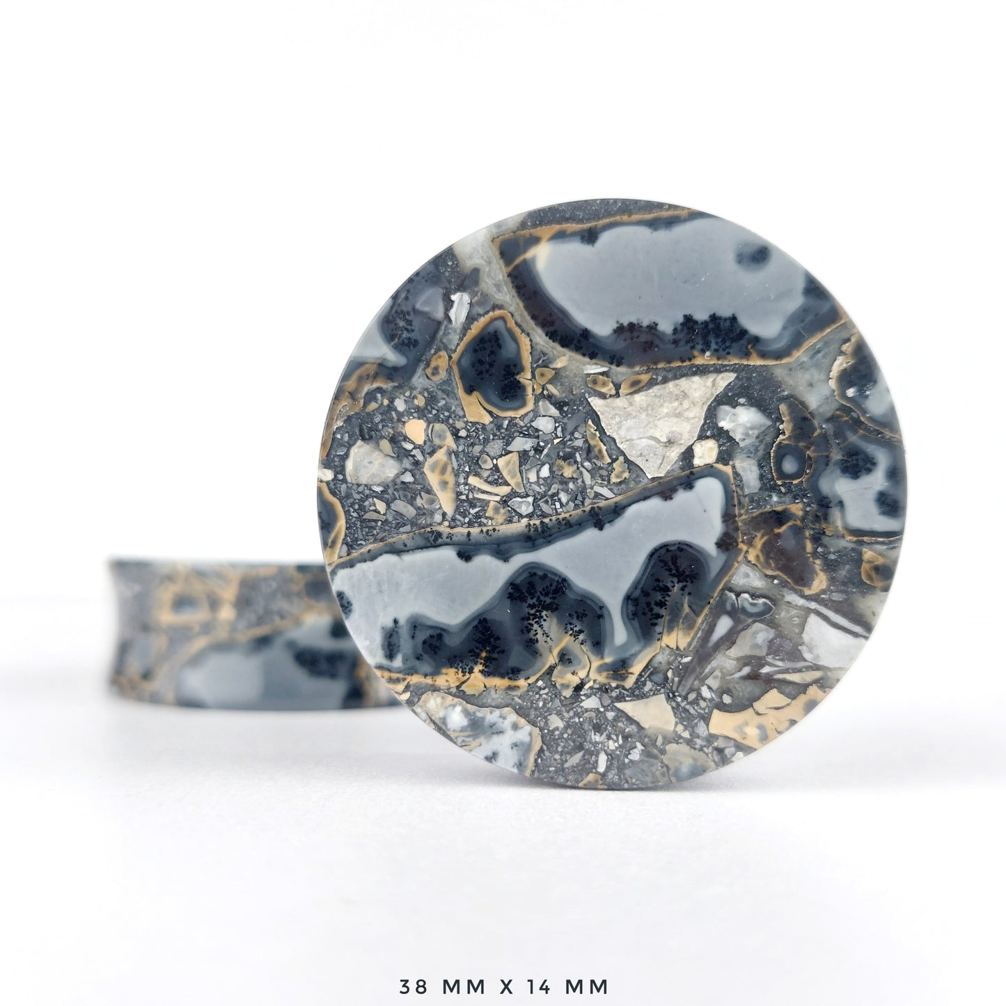 Dendritic Maligano Jasper 38mm (1 1/2") plugs