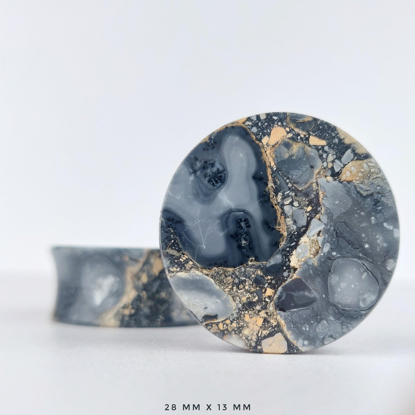 Dendritic Maligano Jasper 28mm (1 1/8") plugs