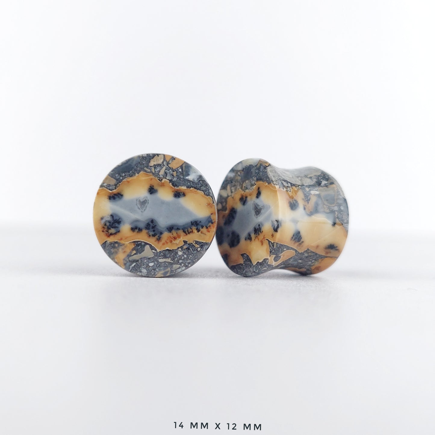 Dendritic Maligano Jasper 14mm (9/16") plugs
