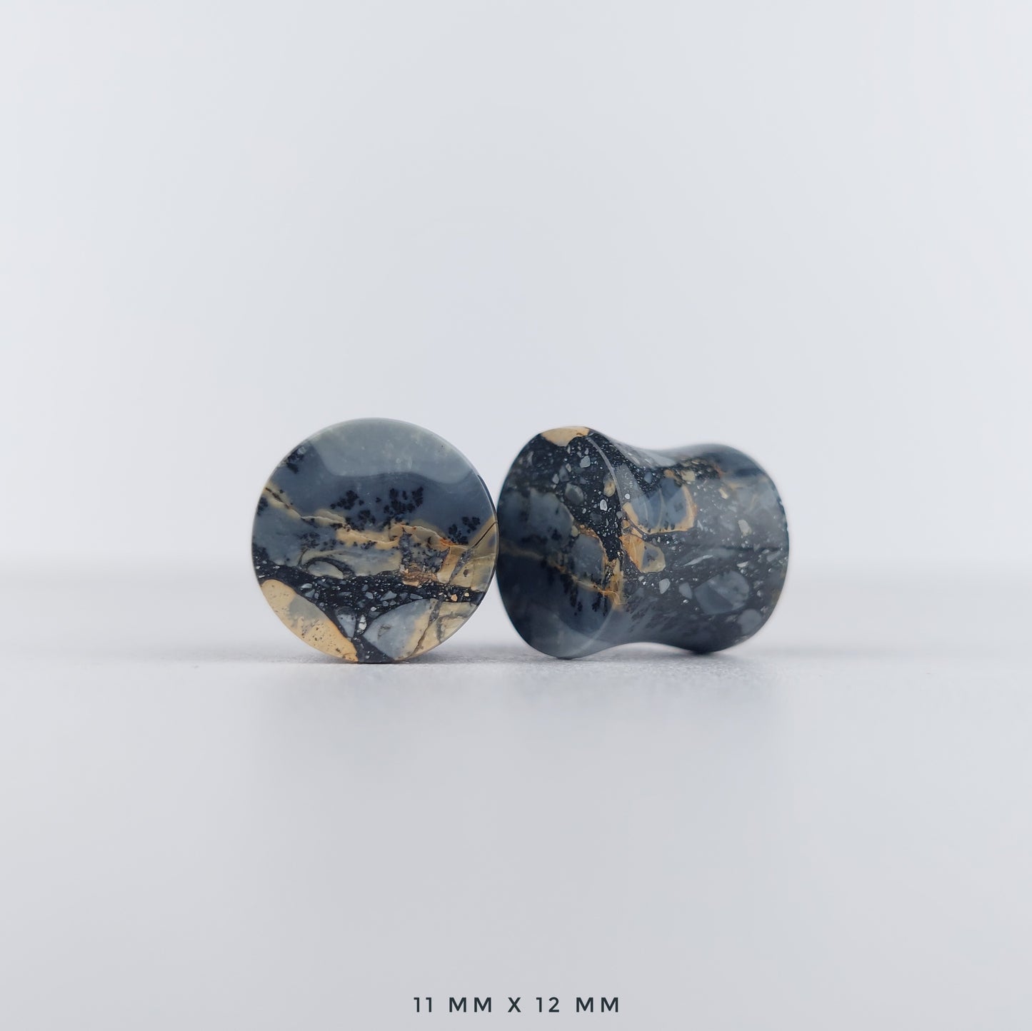 Dendritic Maligano Jasper 11mm (7/16") plugs