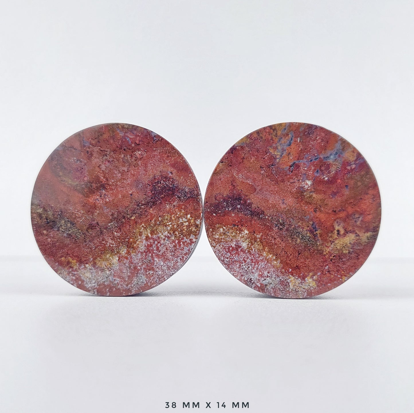 Red Moss Agate 38mm (1 1/2") plugs