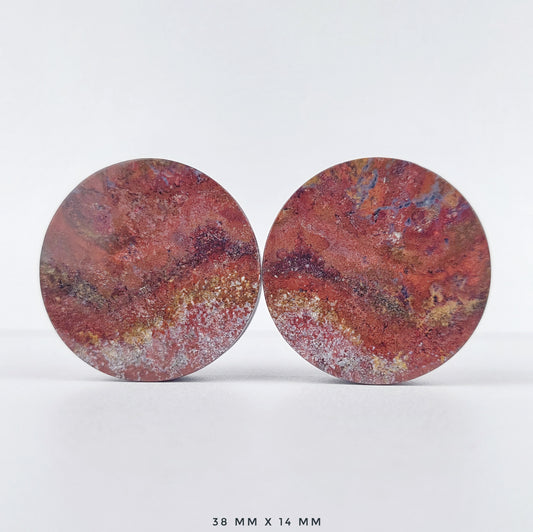 Red Moss Agate 38mm (1 1/2") plugs