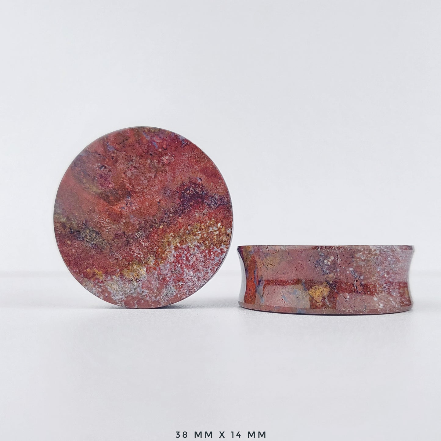 Red Moss Agate 38mm (1 1/2") plugs