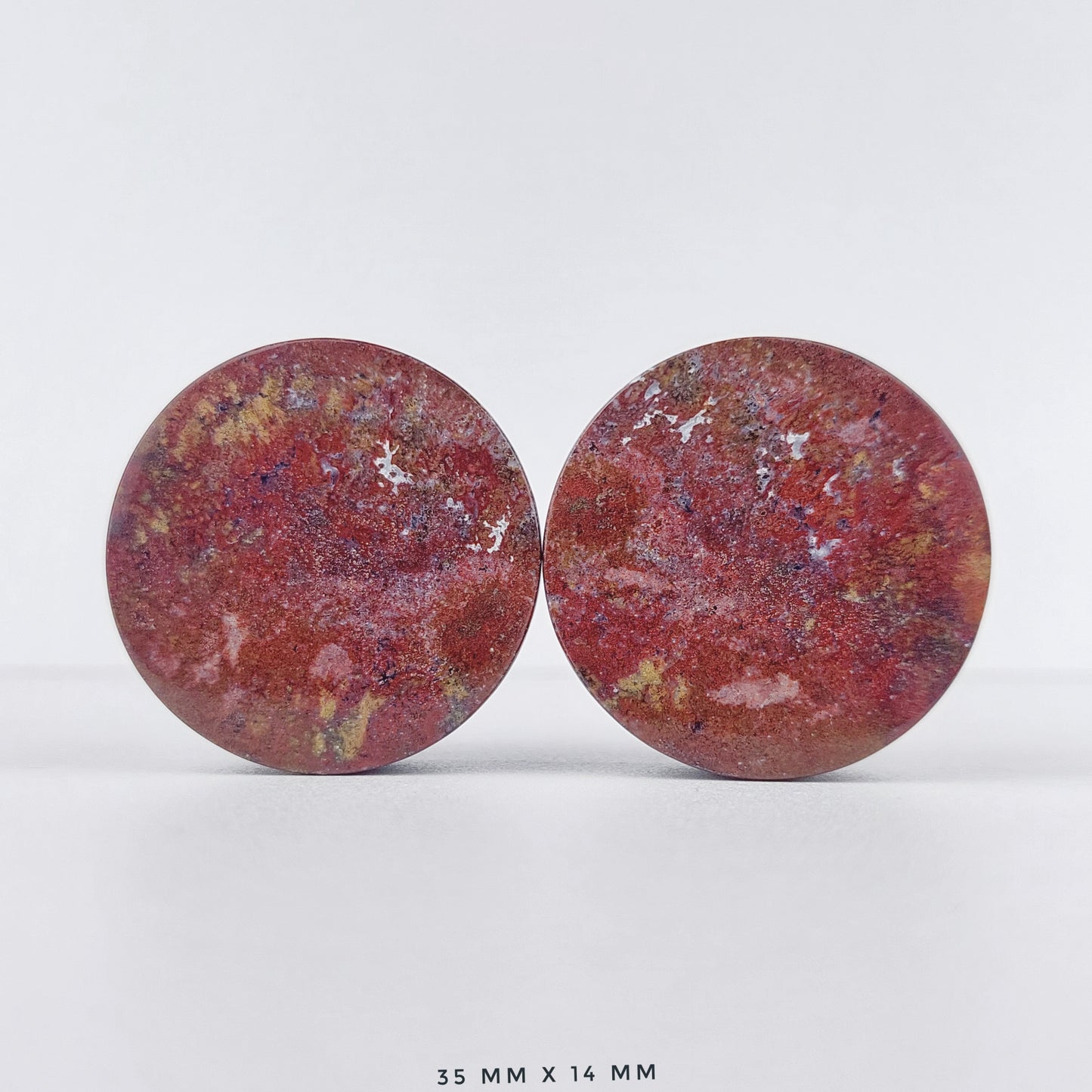 Red Moss Agate 35mm (1 3/8") plugs