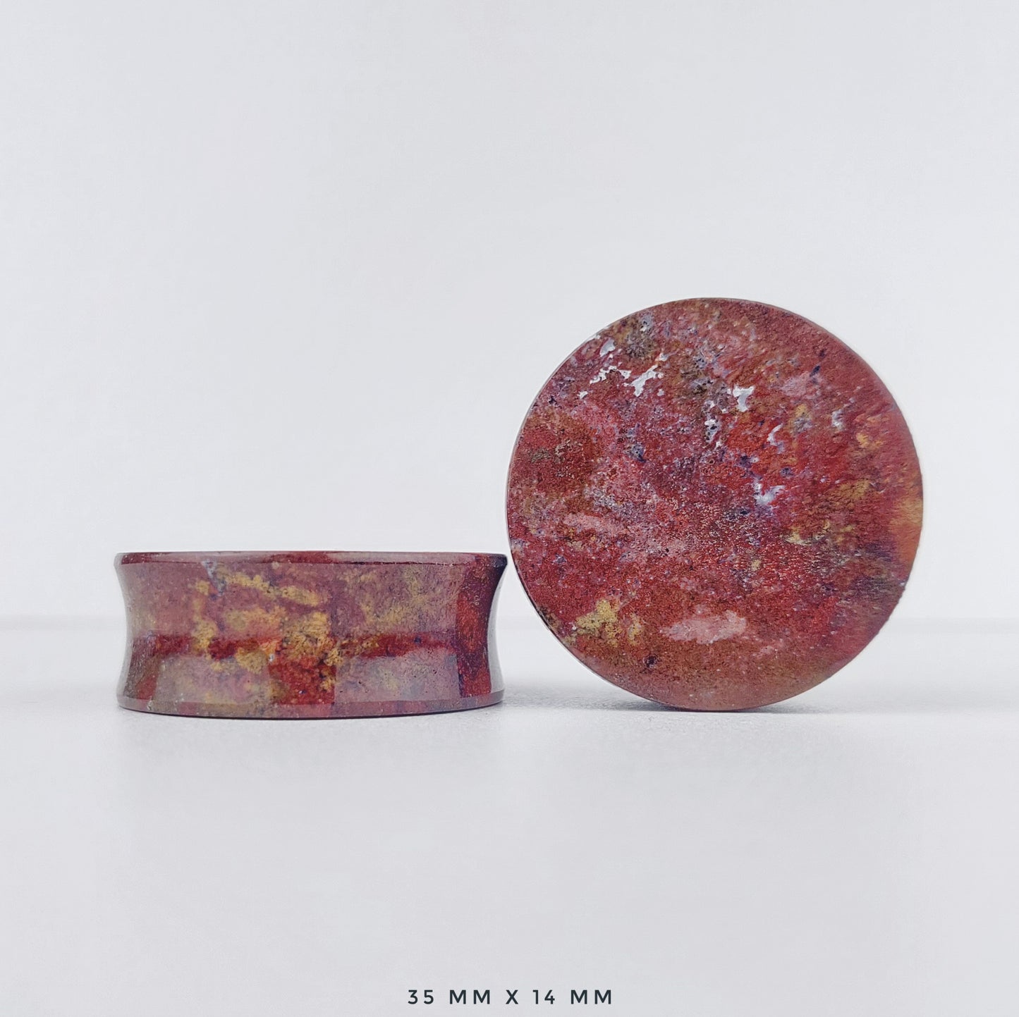Red Moss Agate 35mm (1 3/8") plugs