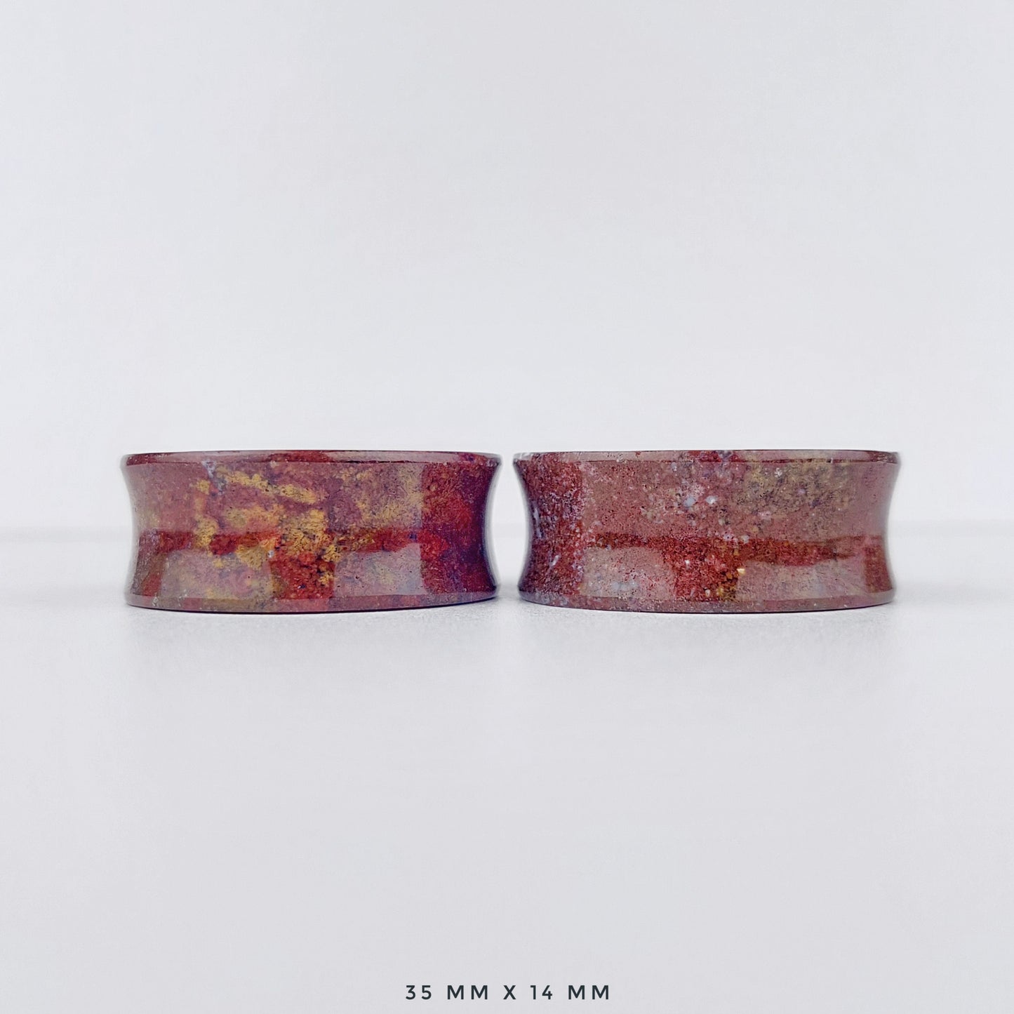 Red Moss Agate 35mm (1 3/8") plugs