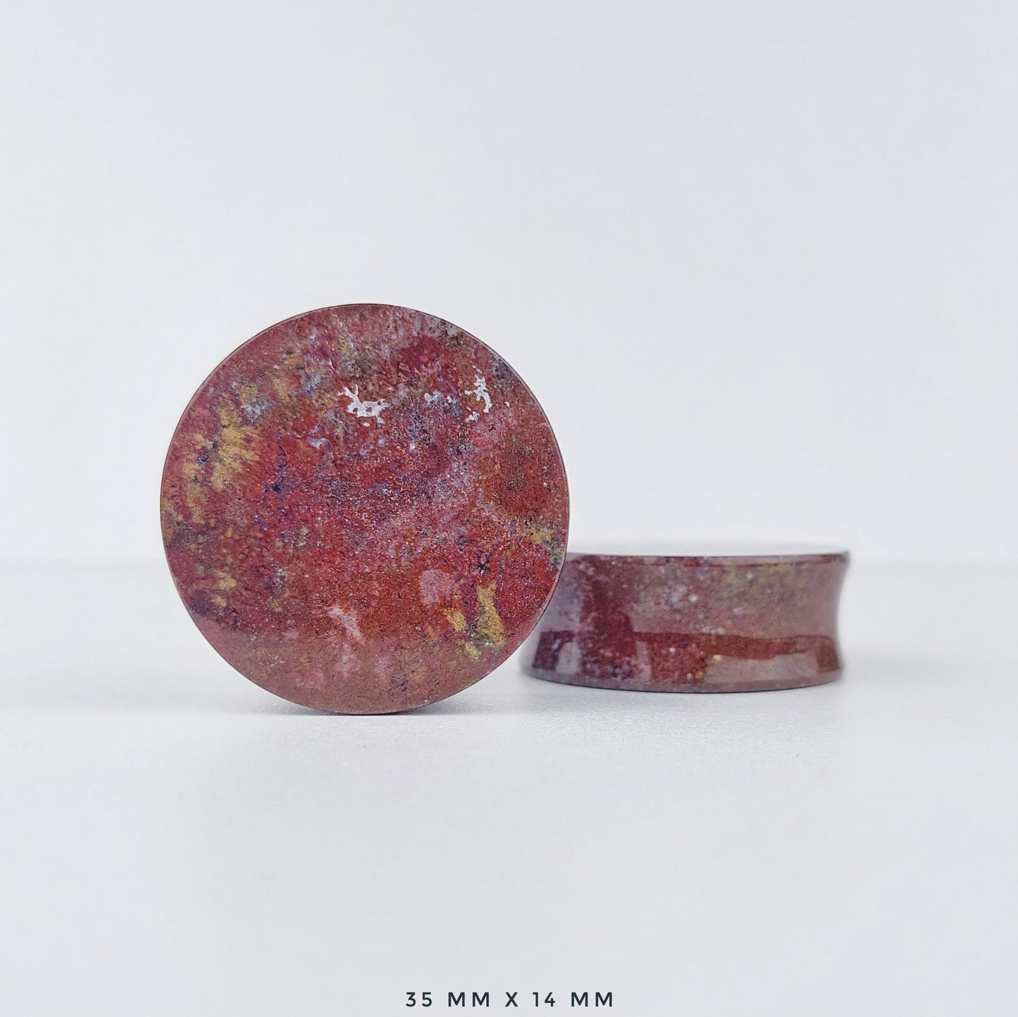 Red Moss Agate 35mm (1 3/8") plugs