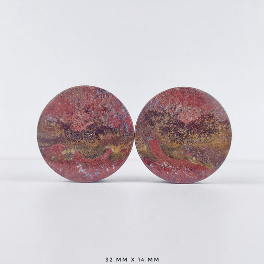 Red Moss Agate 32mm (1 1/4") plugs