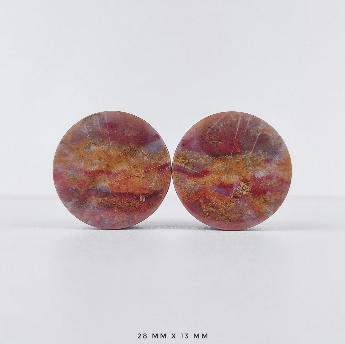 Red Moss Agate 28mm (1 1/8") plugs