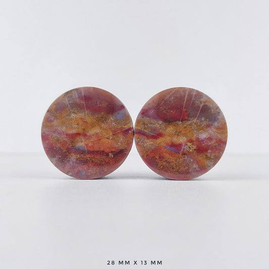 Red Moss Agate 28mm (1 1/8") plugs