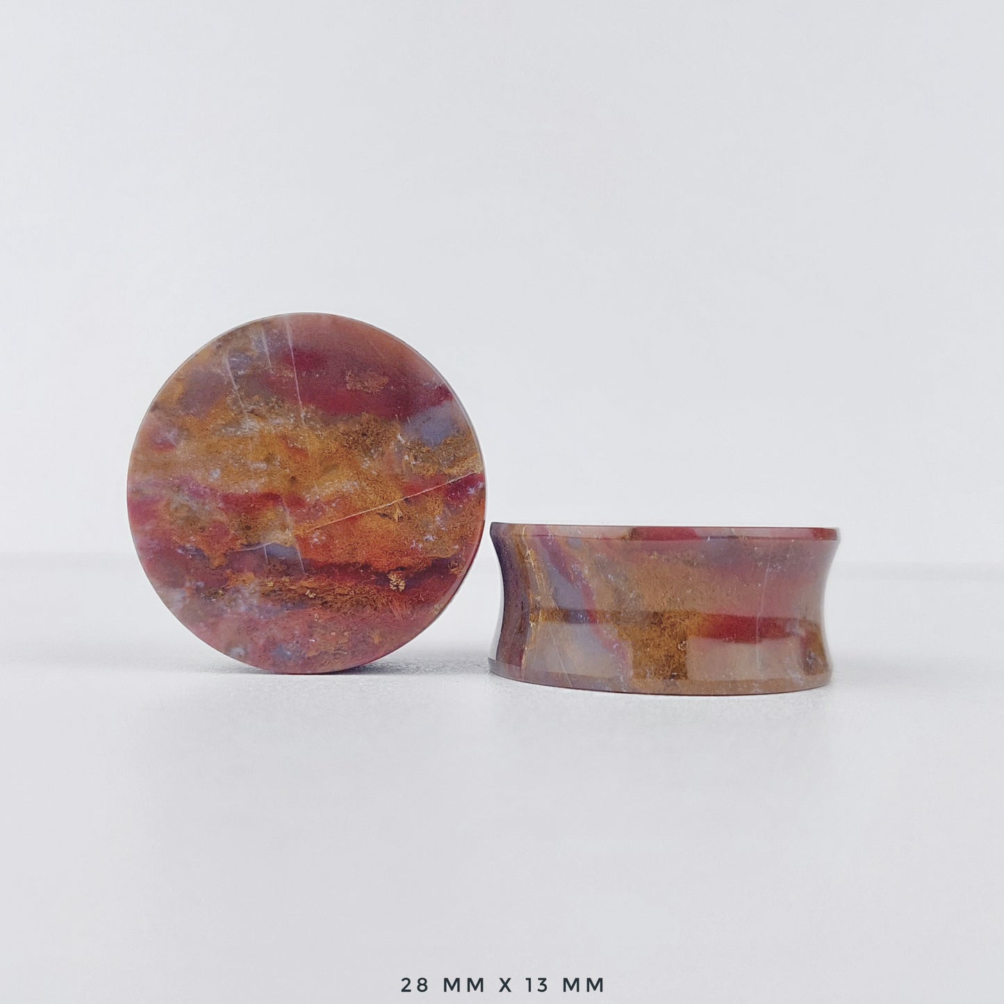 Red Moss Agate 28mm (1 1/8") plugs