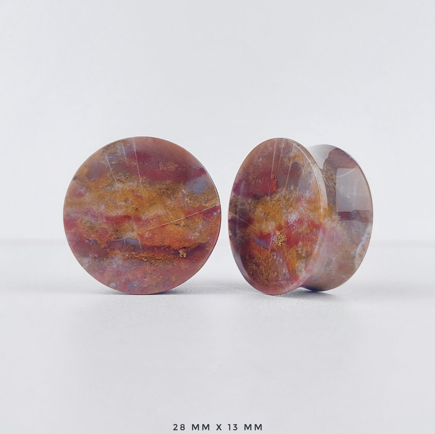 Red Moss Agate 28mm (1 1/8") plugs
