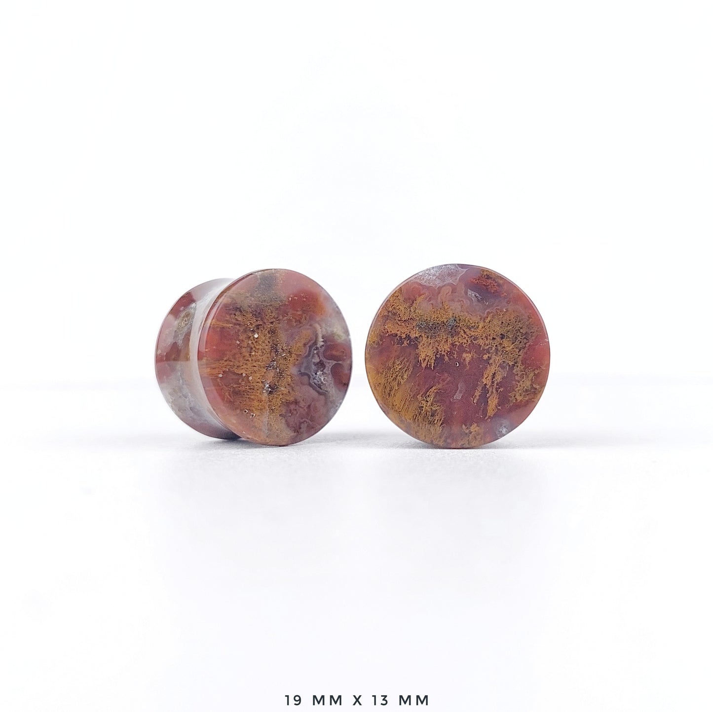 Red Moss Agate 19mm (3/4") plugs