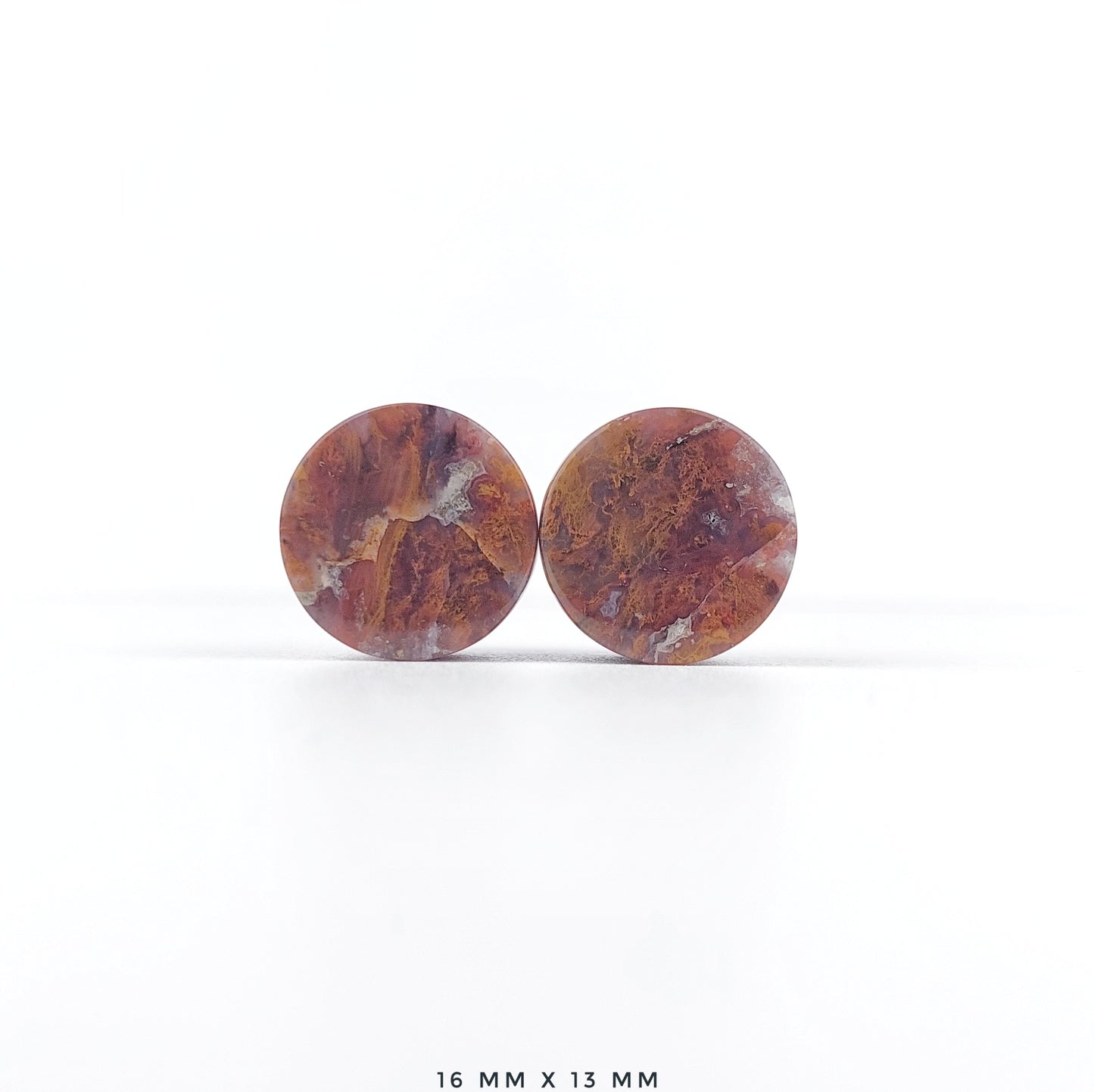 Red Moss Agate 16mm (5/8") plugs