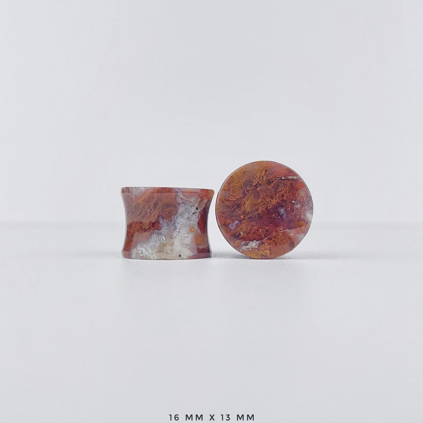 Red Moss Agate 16mm (5/8") plugs