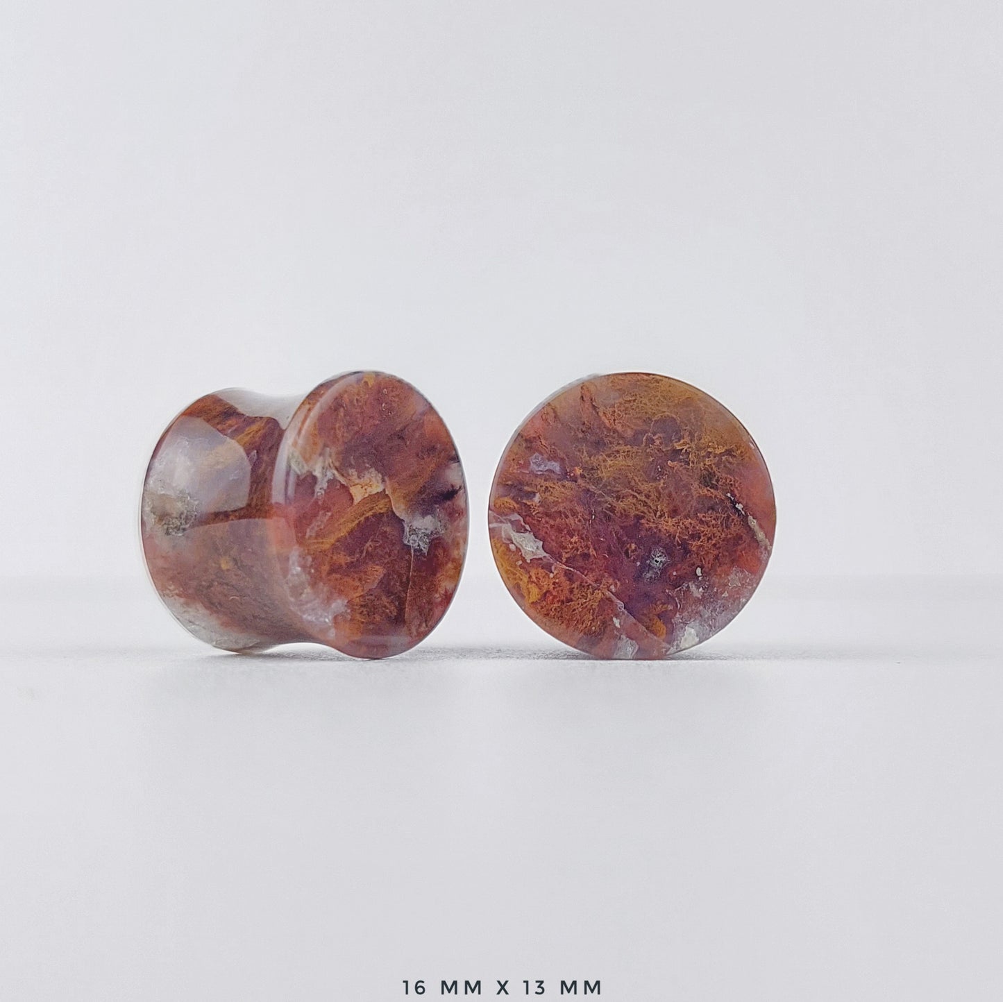 Red Moss Agate 16mm (5/8") plugs