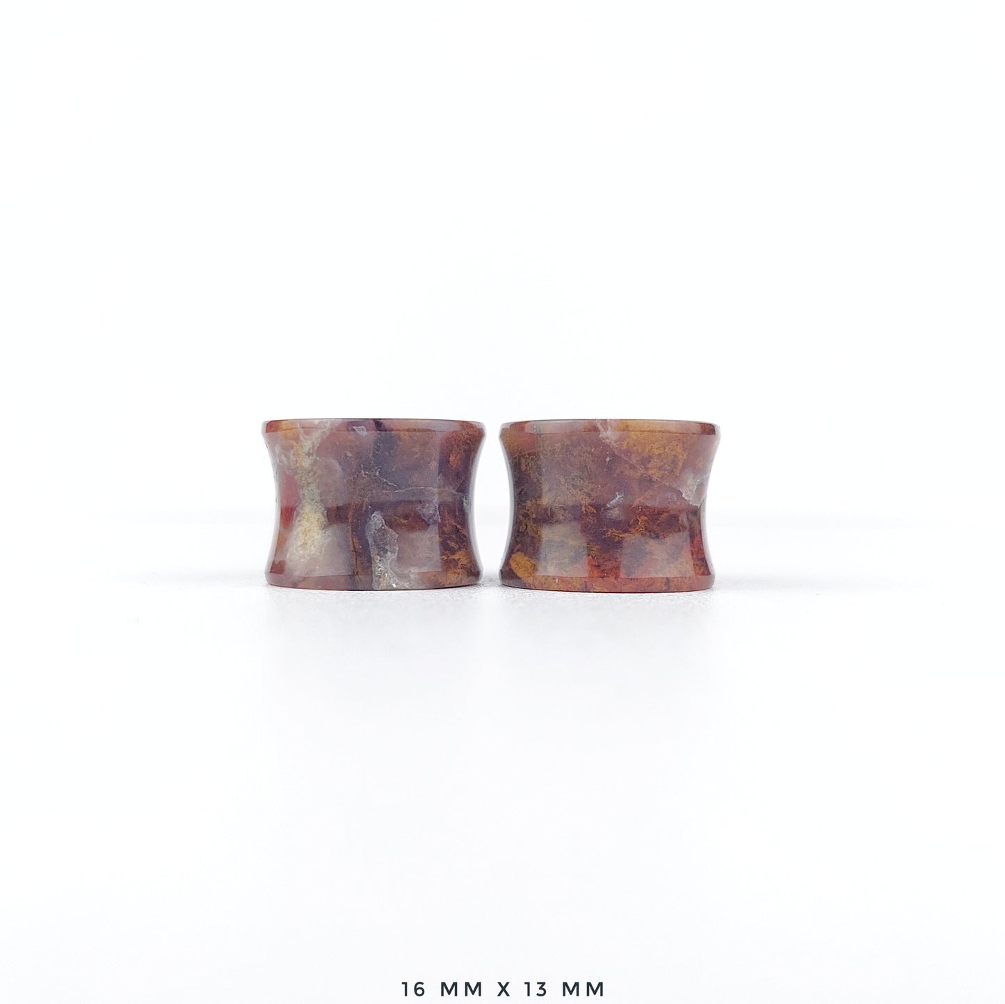 Red Moss Agate 16mm (5/8") plugs
