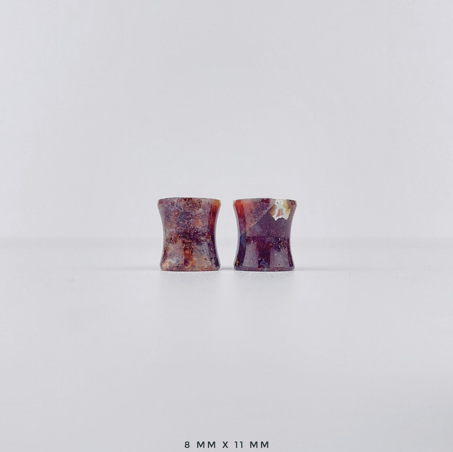 Red Moss Agate 8mm (0g) plugs