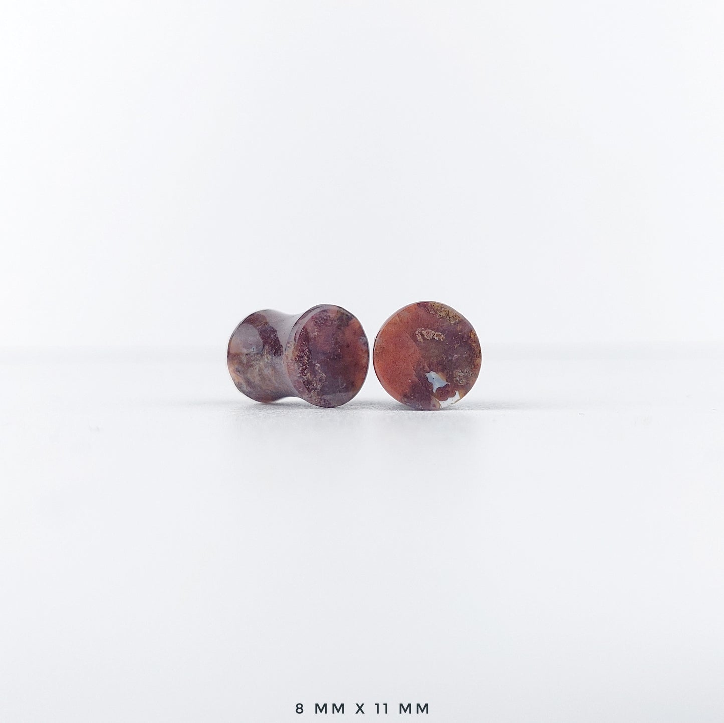 Red Moss Agate 8mm (0g) plugs