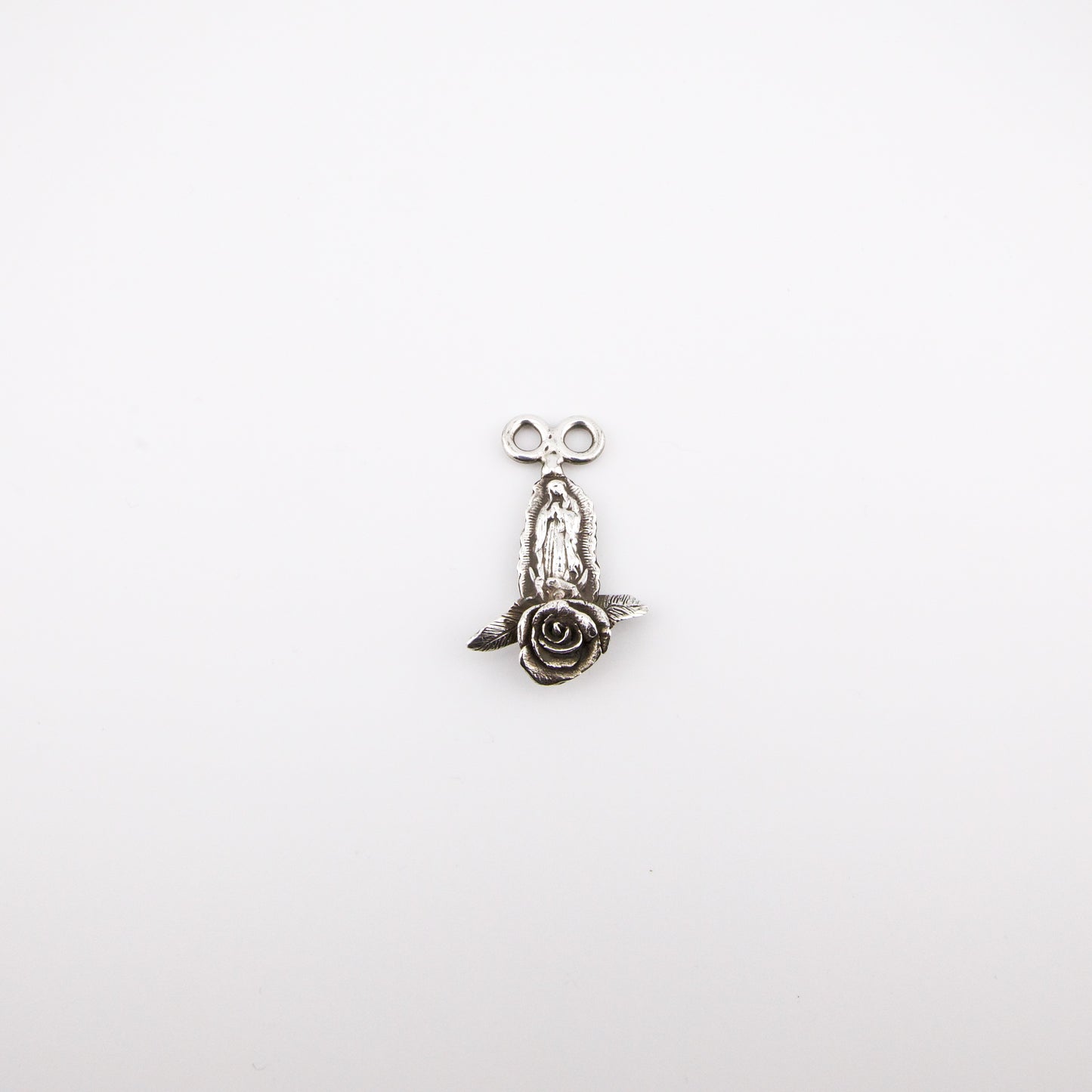 Silver Morton Manley 10g Virgin Mary with Rose Earrings